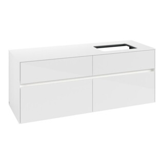 V&B Waschtischunterschrank Collaro 140x54,8x50cm, WT r, LED 10W, glo wh.