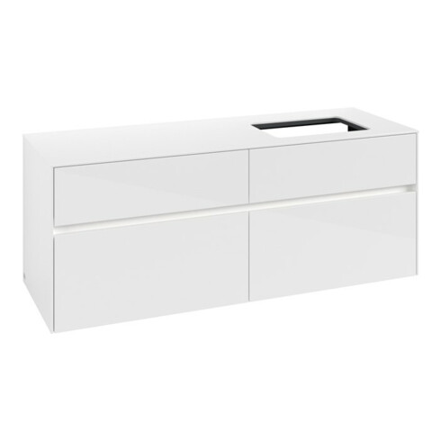 V&B Waschtischunterschrank Collaro 140x54,8x50cm, WT r, LED 10W, glo wh.