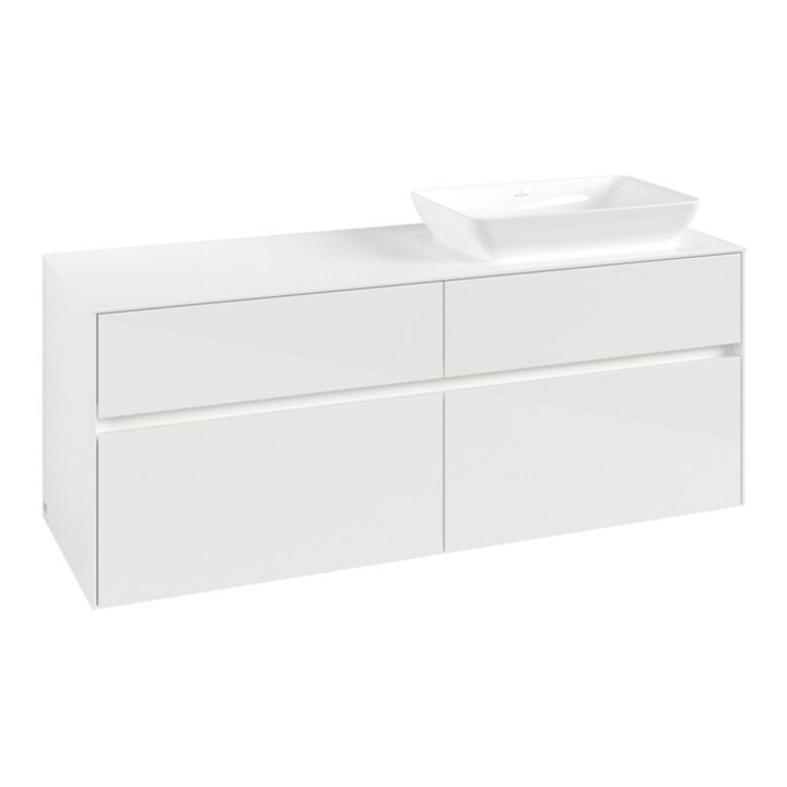 V&B Waschtischunterschrank Collaro 140x54,8x50cm, WT r, LED 10W, glo wh.