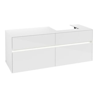 V&B Waschtischunterschrank Collaro 140x54,8x50cm, WT r, LED 10W, glo wh.