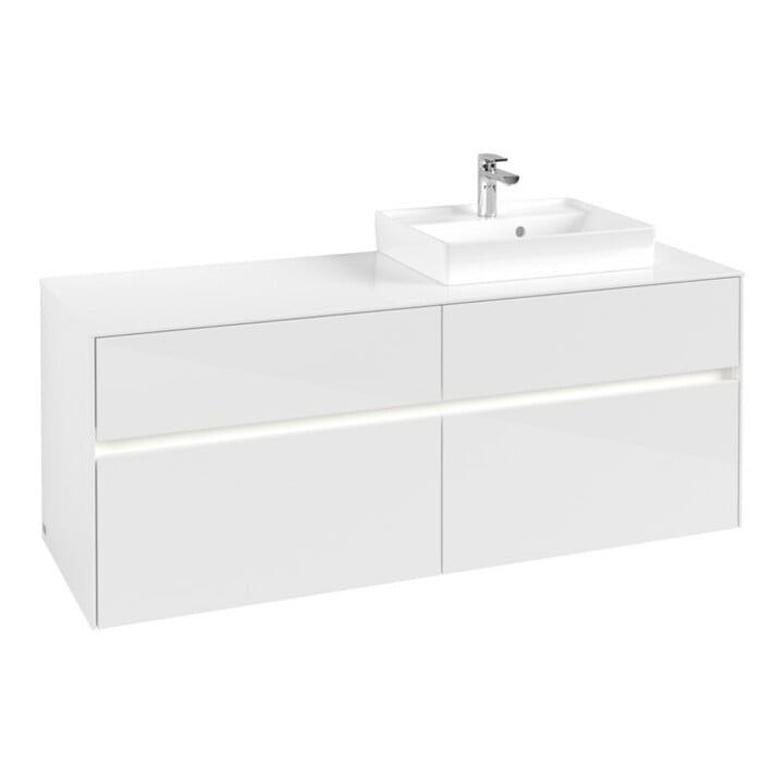V&B Waschtischunterschrank Collaro 140x54,8x50cm, WT r, LED 10W, glo wh.