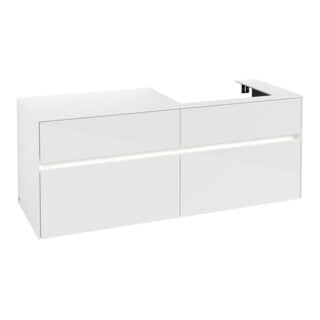 V&B Waschtischunterschrank Collaro 140x54,8x50cm, WT r, LED 10W, glo wh.