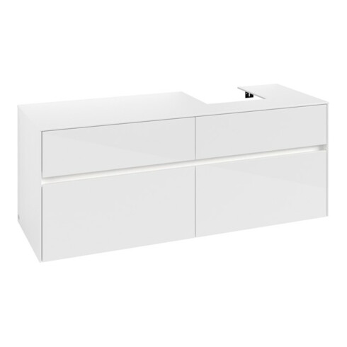 V&B Waschtischunterschrank Collaro 140x54,8x50cm, WT r, LED 10W, glo wh.