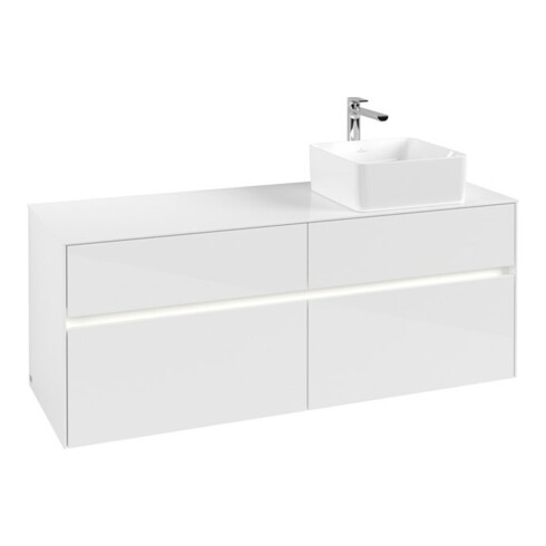 V&B Waschtischunterschrank Collaro 140x54,8x50cm, WT r, LED 10W, glo wh.