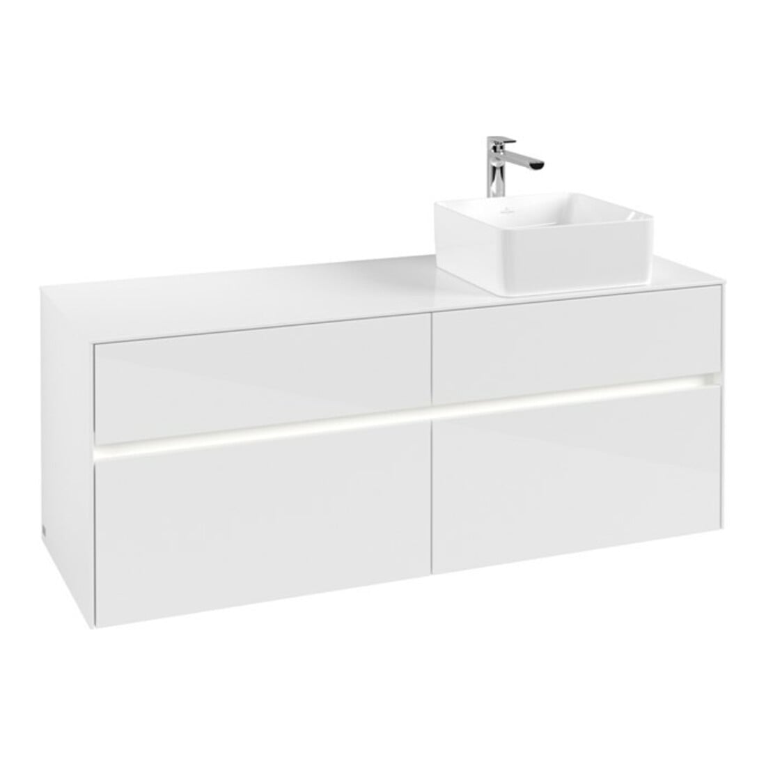 V&B Waschtischunterschrank Collaro 140x54,8x50cm, WT r, LED 10W, glo wh.