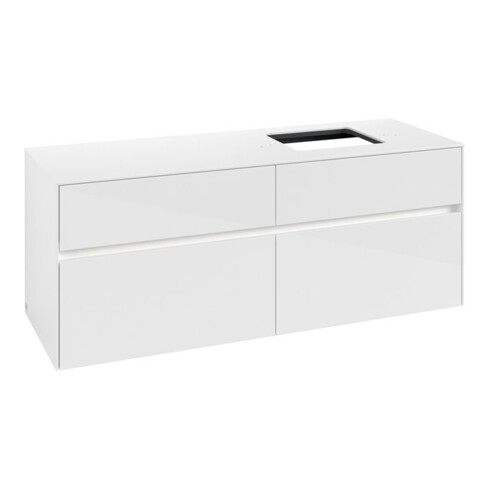 V&B Waschtischunterschrank Collaro 140x54,8x50cm, WT r, LED 10W, glo wh.