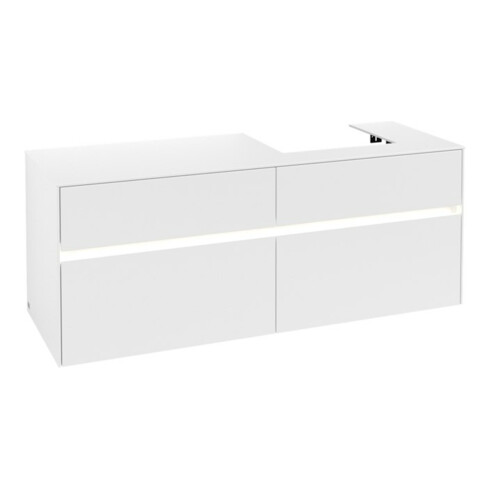 V&B Waschtischunterschrank Collaro 140x54,8x50cm, WT r, LED 10W, wh. ma