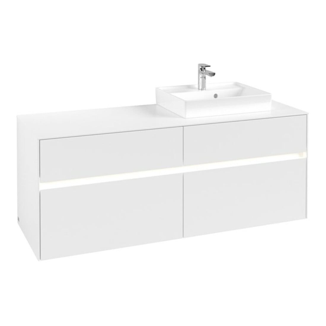 V&B Waschtischunterschrank Collaro 140x54,8x50cm, WT r, LED 10W, wh. ma