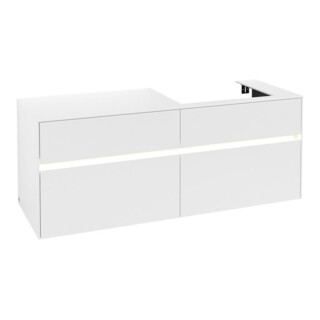 V&B Waschtischunterschrank Collaro 140x54,8x50cm, WT r, LED 10W, wh. ma