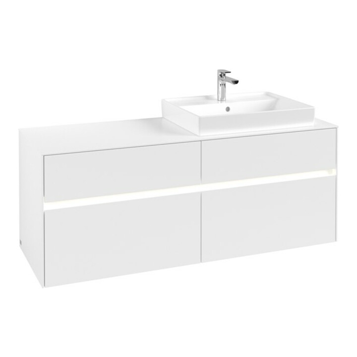V&B Waschtischunterschrank Collaro 140x54,8x50cm, WT r, LED 10W, wh. ma