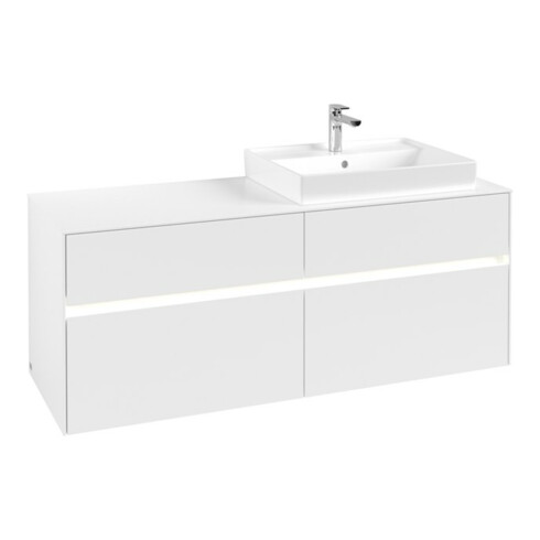 V&B Waschtischunterschrank Collaro 140x54,8x50cm, WT r, LED 10W, wh. ma