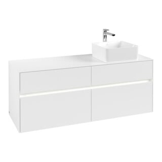 V&B Waschtischunterschrank Collaro 140x54,8x50cm, WT r, LED 10W, wh. ma