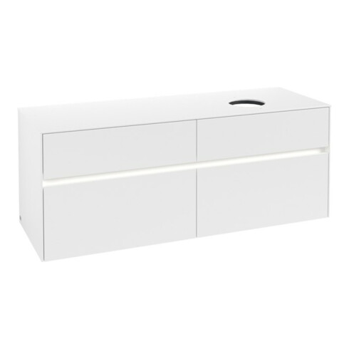 V&B Waschtischunterschrank Collaro 140x54,8x50cm, WT r, LED 10W, wh. ma