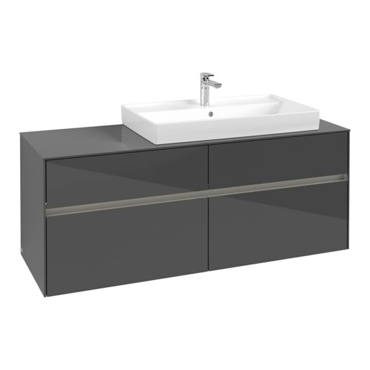 V&B Waschtischunterschrank Collaro 140x54,8x50cm, WT r, m LED, glo Gr