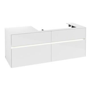 V&B Waschtischunterschrank Collaro 140x54,8x50cm, WT r, m LED, glo wh.