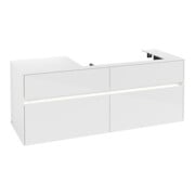 V&B Waschtischunterschrank Collaro 140x54,8x50cm, WT r, m LED, glo wh.
