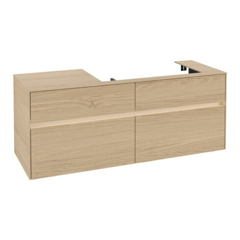 V&B Waschtischunterschrank Collaro 140x54,8x50cm, WT r, m LED, Nord Oa
