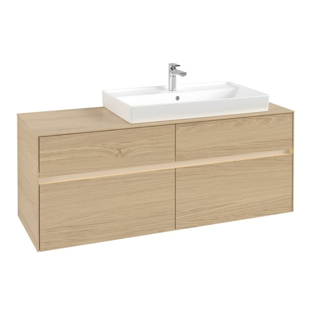 V&B Waschtischunterschrank Collaro 140x54,8x50cm, WT r, m LED, Nord Oa