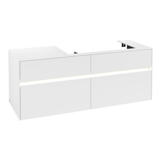 V&B Waschtischunterschrank Collaro 140x54,8x50cm, WT r, m LED, wh. ma