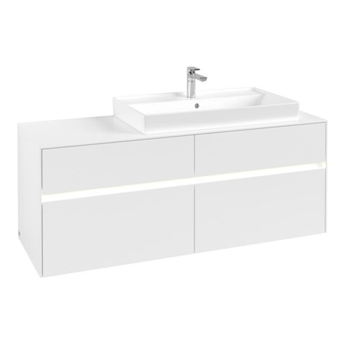 V&B Waschtischunterschrank Collaro 140x54,8x50cm, WT r, m LED, wh. ma