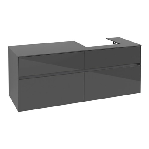V&B Waschtischunterschrank Collaro 140x54,8x50cm, WT rechts, glossy grey