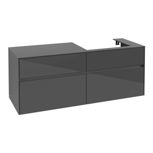 V&B Waschtischunterschrank Collaro 140x54,8x50cm, WT rechts, glossy grey