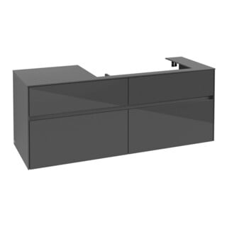 V&B Waschtischunterschrank Collaro 140x54,8x50cm, WT rechts, glossy grey