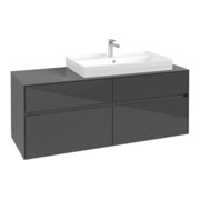V&B Waschtischunterschrank Collaro 140x54,8x50cm, WT rechts, glossy grey-3