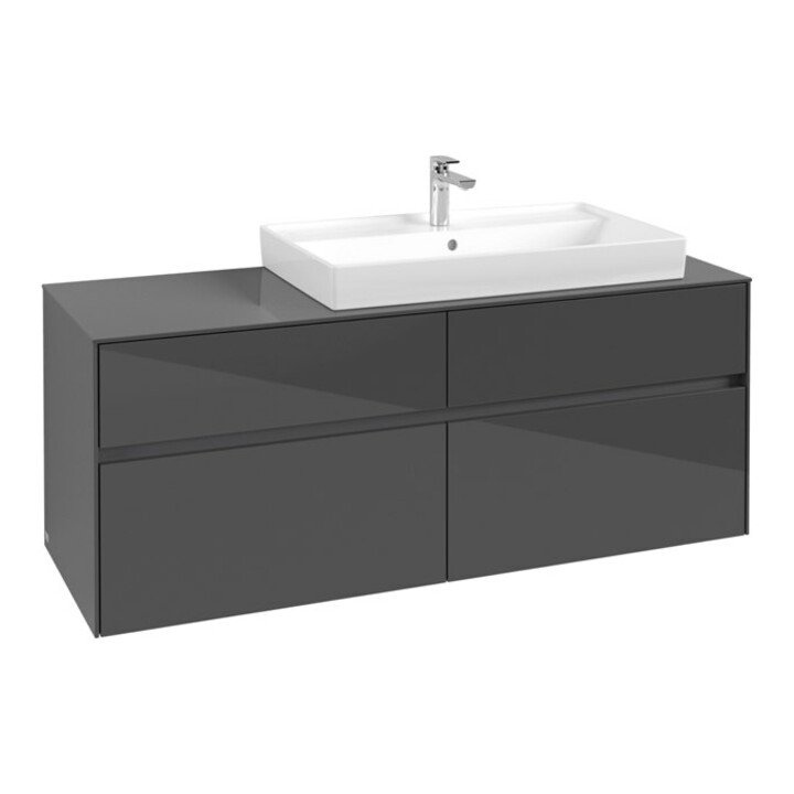 V&B Waschtischunterschrank Collaro 140x54,8x50cm, WT rechts, glossy grey
