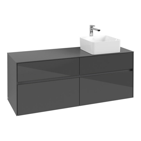 V&B Waschtischunterschrank Collaro 140x54,8x50cm, WT rechts, Glossy Grey