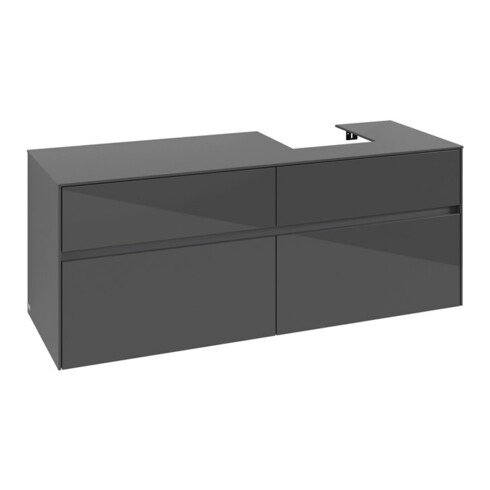 V&B Waschtischunterschrank Collaro 140x54,8x50cm, WT rechts, glossy grey
