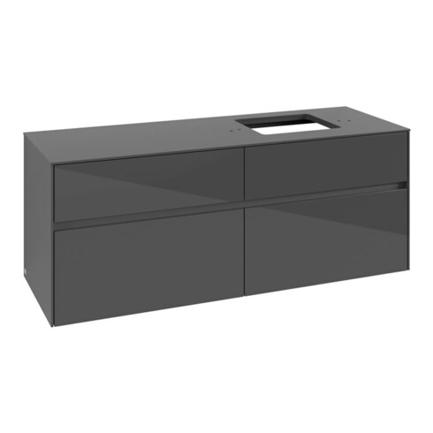V&B Waschtischunterschrank Collaro 140x54,8x50cm, WT rechts, glossy grey