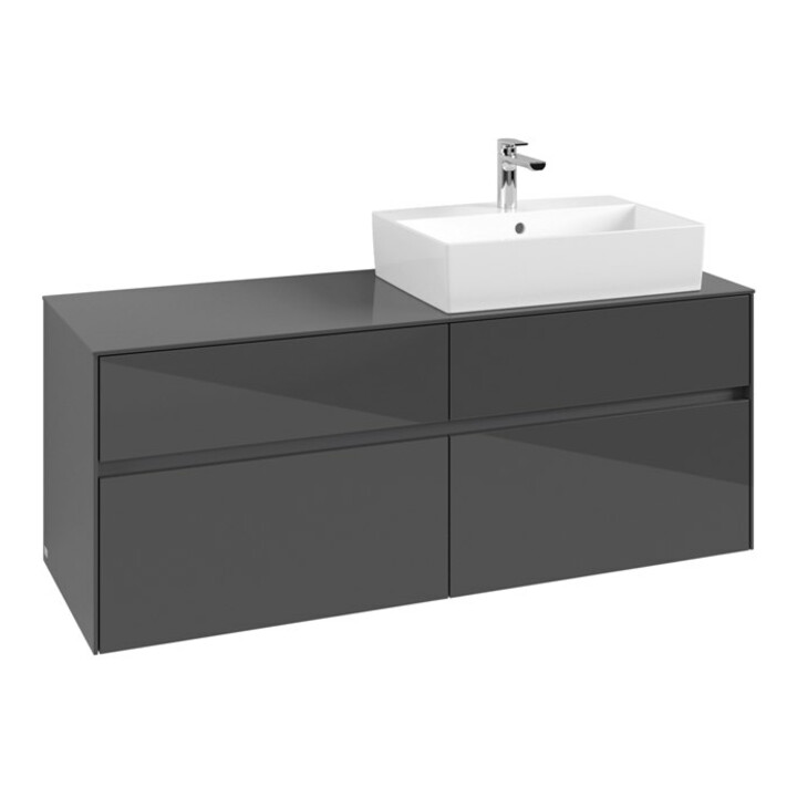 V&B Waschtischunterschrank Collaro 140x54,8x50cm, WT rechts, glossy grey