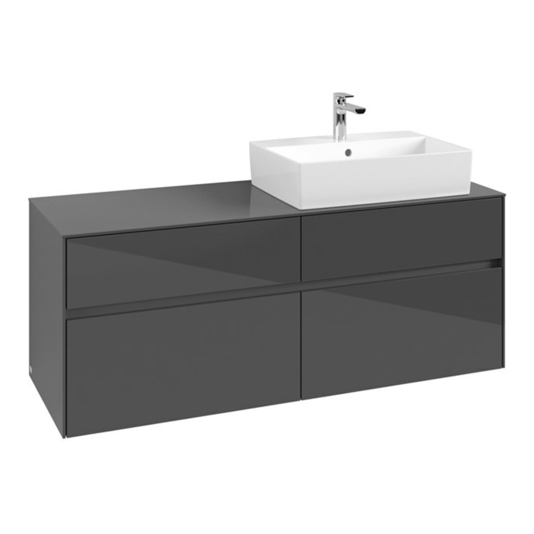 V&B Waschtischunterschrank Collaro 140x54,8x50cm, WT rechts, glossy grey