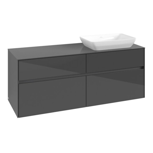 V&B Waschtischunterschrank Collaro 140x54,8x50cm, WT rechts, glossy grey