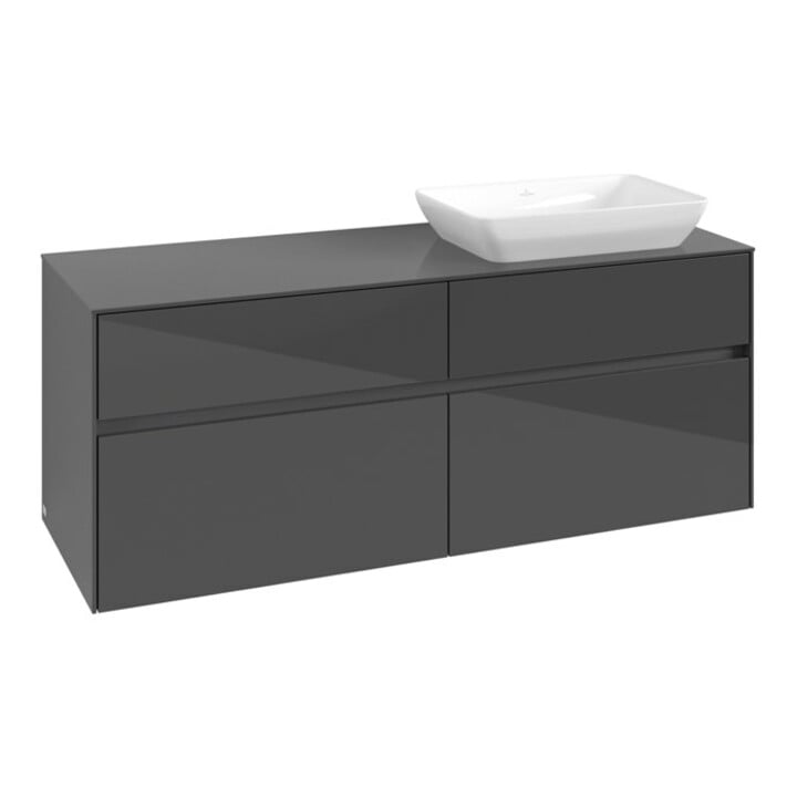 V&B Waschtischunterschrank Collaro 140x54,8x50cm, WT rechts, glossy grey