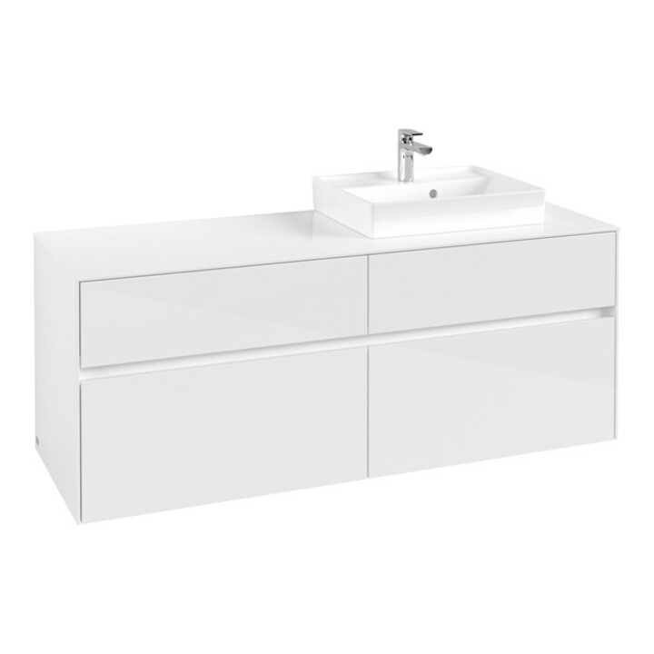 V&B Waschtischunterschrank Collaro 140x54,8x50cm, WT rechts, glossy white