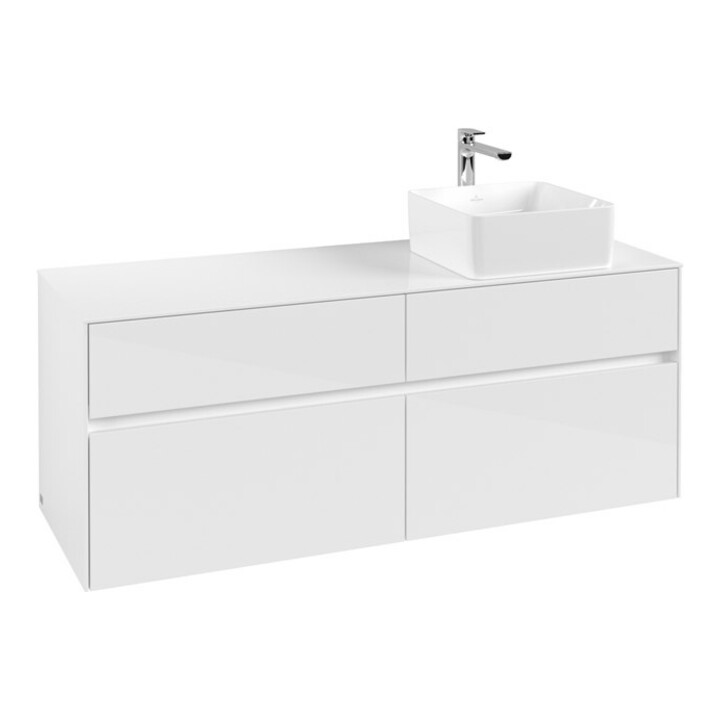V&B Waschtischunterschrank Collaro 140x54,8x50cm, WT rechts, Glossy White