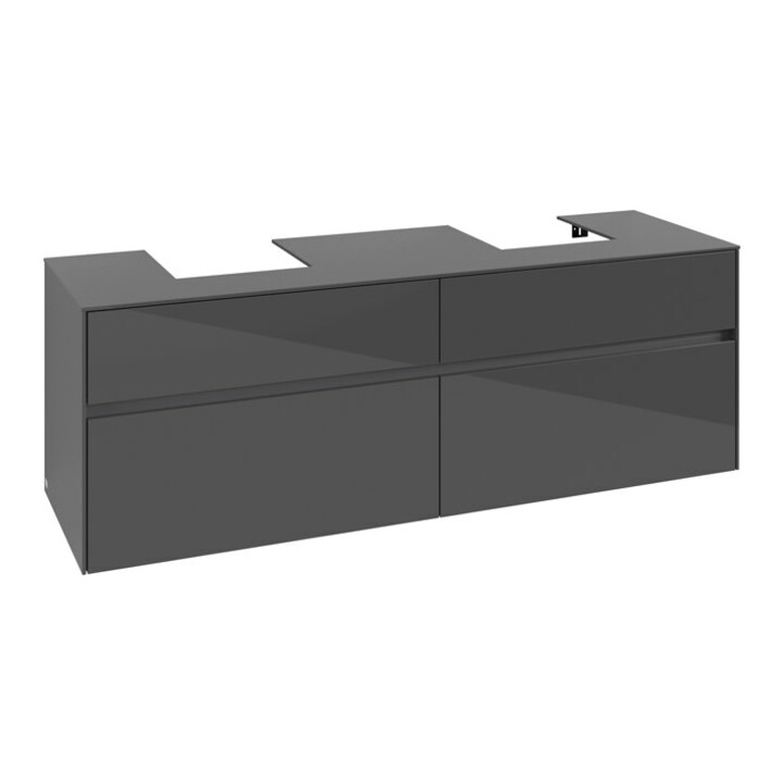 V&B Waschtischunterschrank Collaro 160x54,8x50cm, f 2 WT, glossy grey