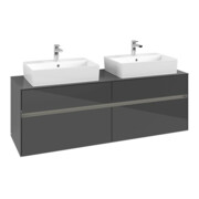 V&B Waschtischunterschrank Collaro 160x54,8x50cm, f 2 WT, LED 12W, glo Gr-3