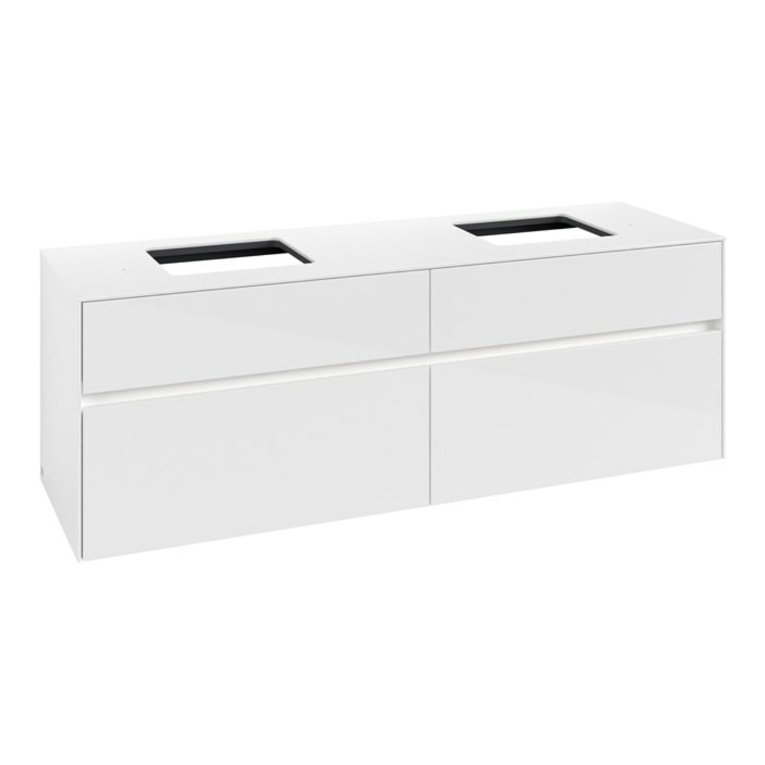 V&B Waschtischunterschrank Collaro 160x54,8x50cm, f 2 WT, LED 12W, glo wh.