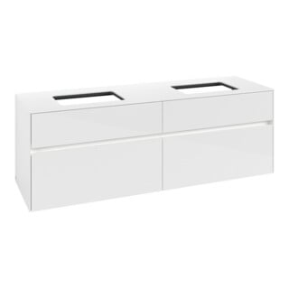 V&B Waschtischunterschrank Collaro 160x54,8x50cm, f 2 WT, LED 12W, glo wh.