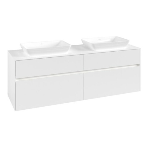 V&B Waschtischunterschrank Collaro 160x54,8x50cm, f 2 WT, LED 12W, wh. ma