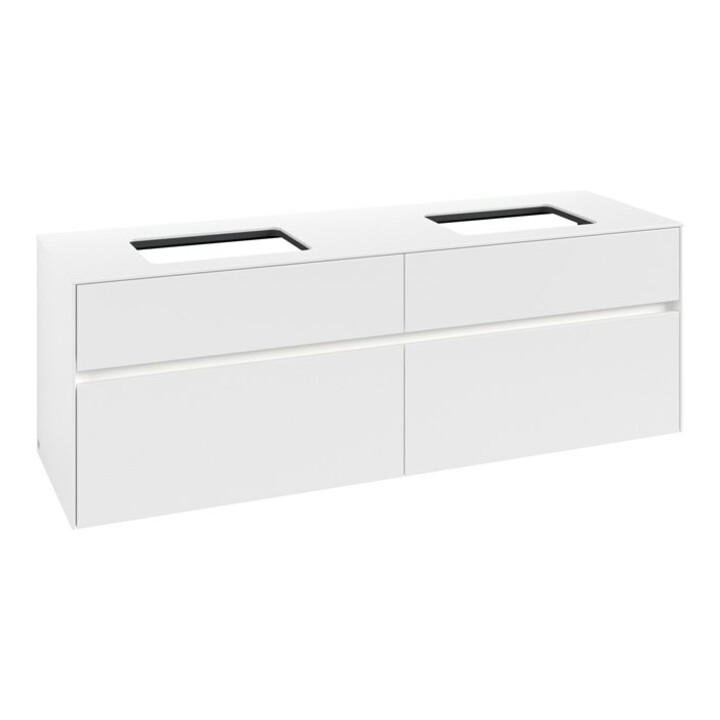 V&B Waschtischunterschrank Collaro 160x54,8x50cm, f 2 WT, LED 12W, wh. ma