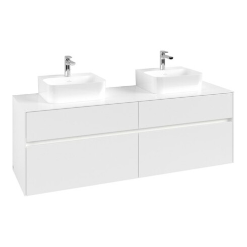 V&B Waschtischunterschrank Collaro 160x54,8x50cm, f 2 WT, LED 12W, wh. ma
