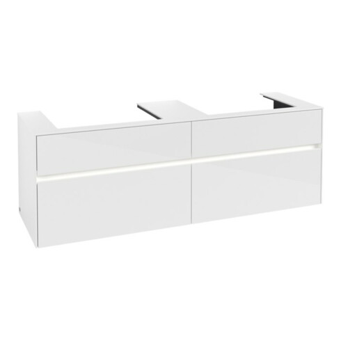 V&B Waschtischunterschrank Collaro 160x54,8x50cm, f 2 WT, m LED, glo wh.