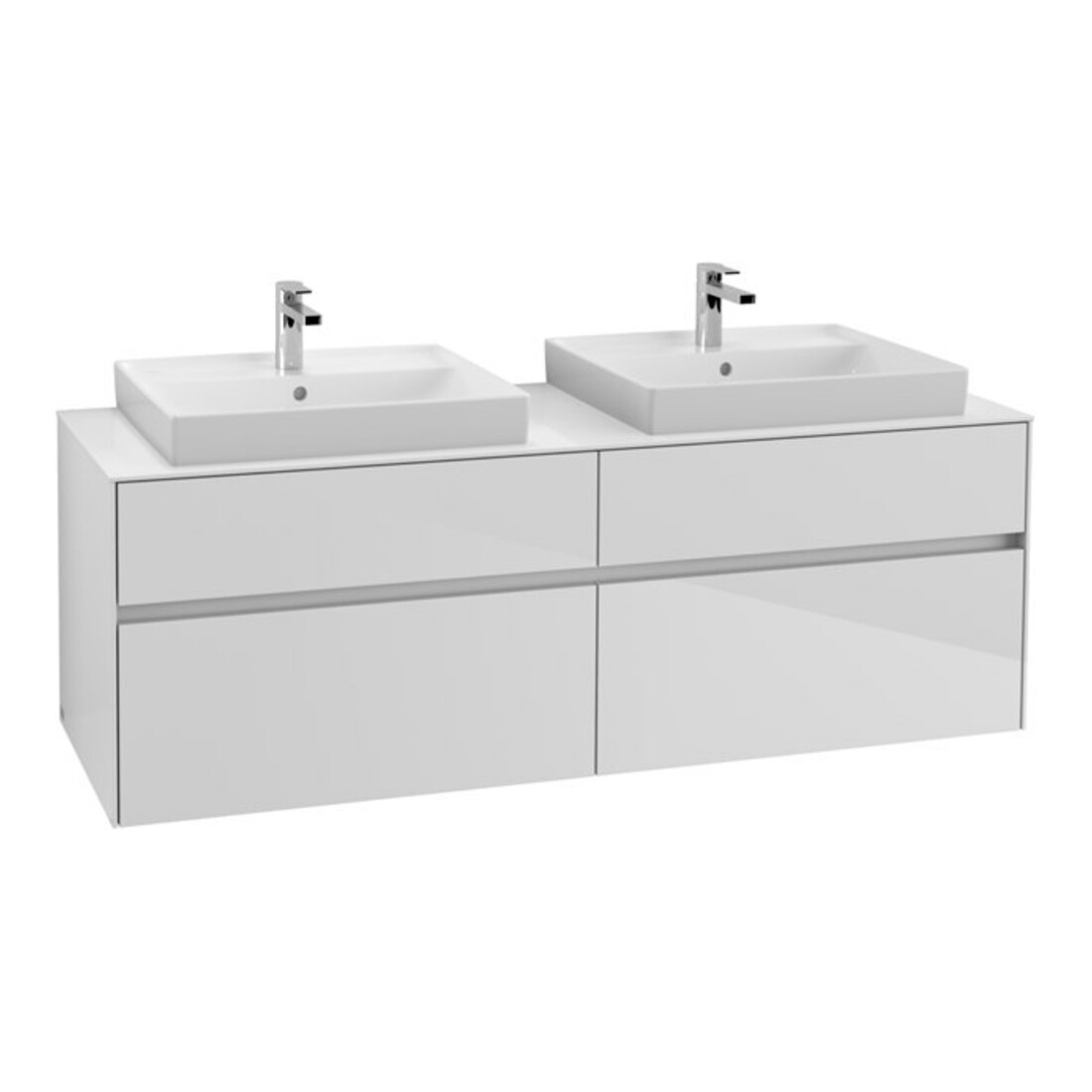 V&B Waschtischunterschrank Collaro 160x54,8x50cm, f 2 WT, m LED, glo wh.