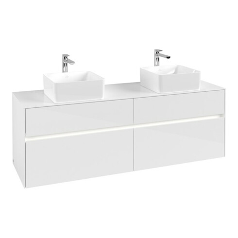 V&B Waschtischunterschrank Collaro 160x54,8x50cm, f 2 WT, m LED, glo wh.