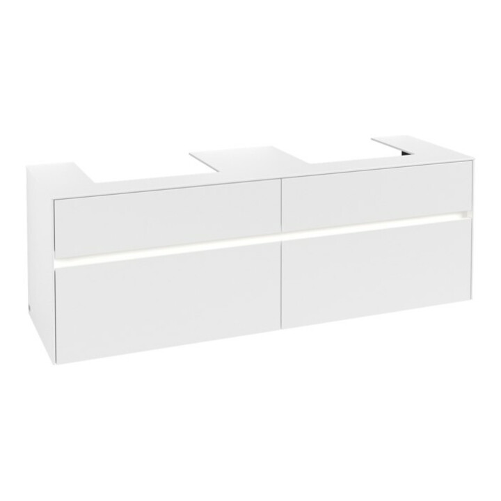 V&B Waschtischunterschrank Collaro 160x54,8x50cm, f 2 WT, m LED, wh. ma