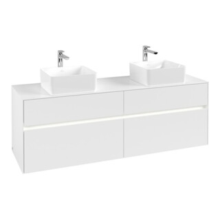 V&B Waschtischunterschrank Collaro 160x54,8x50cm, f 2 WT, m LED, wh. ma